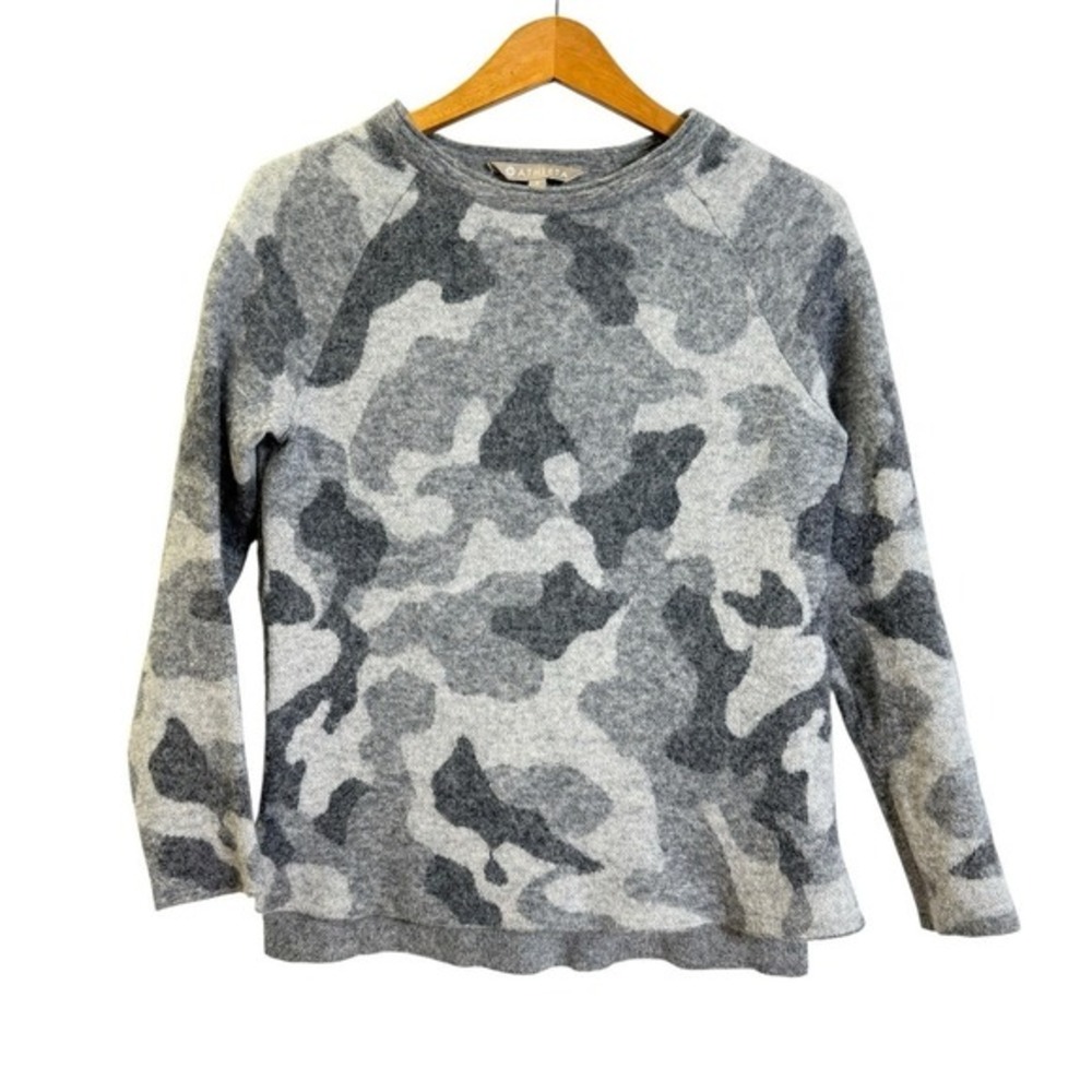 Athleta Camouflage Sweater Women "S" Pre-Owned Pullover Grey Alpaca Merino Wool